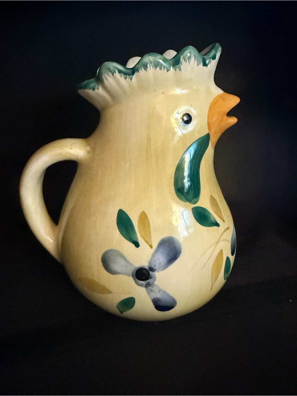 Marketplace Ceramic Rooster Pitcher in Cream and Green Made in Italy #OSK